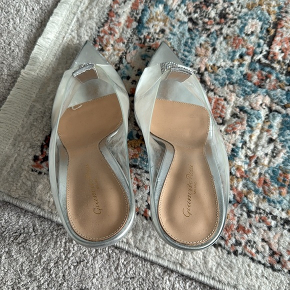 Gianvito Rossi Silver Sigma Heels with Crystal Embellishment - Picture 6 of 15